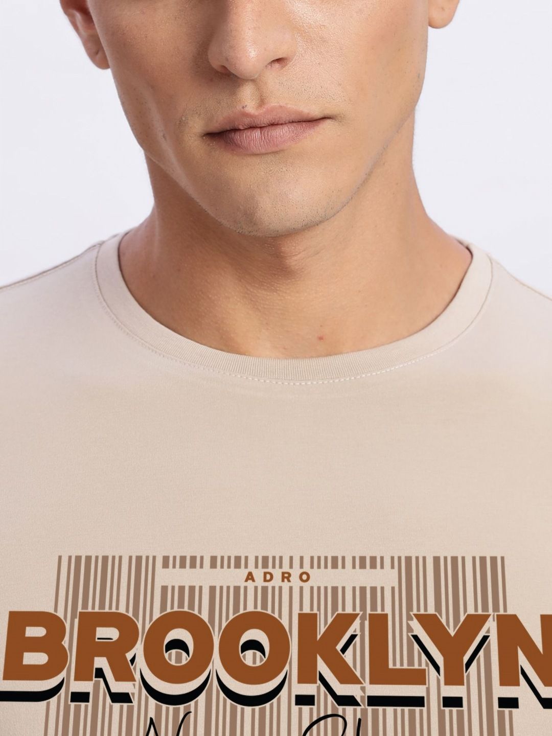 ADRO Typography Printed Round Neck Cotton T-shirt
