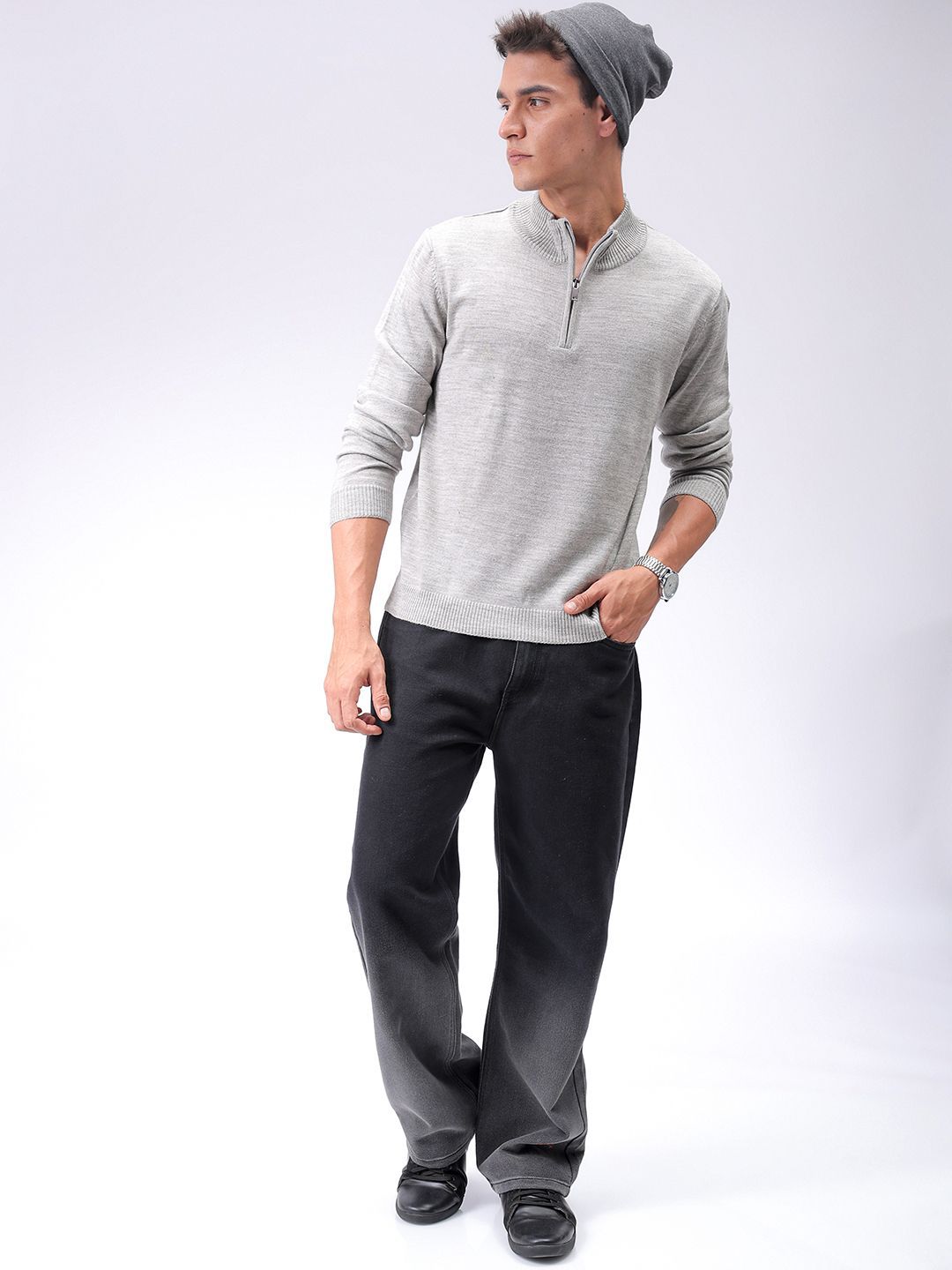 The Indian Garage Co Men Solid Turtle Neck Sweater