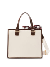 Lino Perros Checked Structured Tote Bag with Cut Work