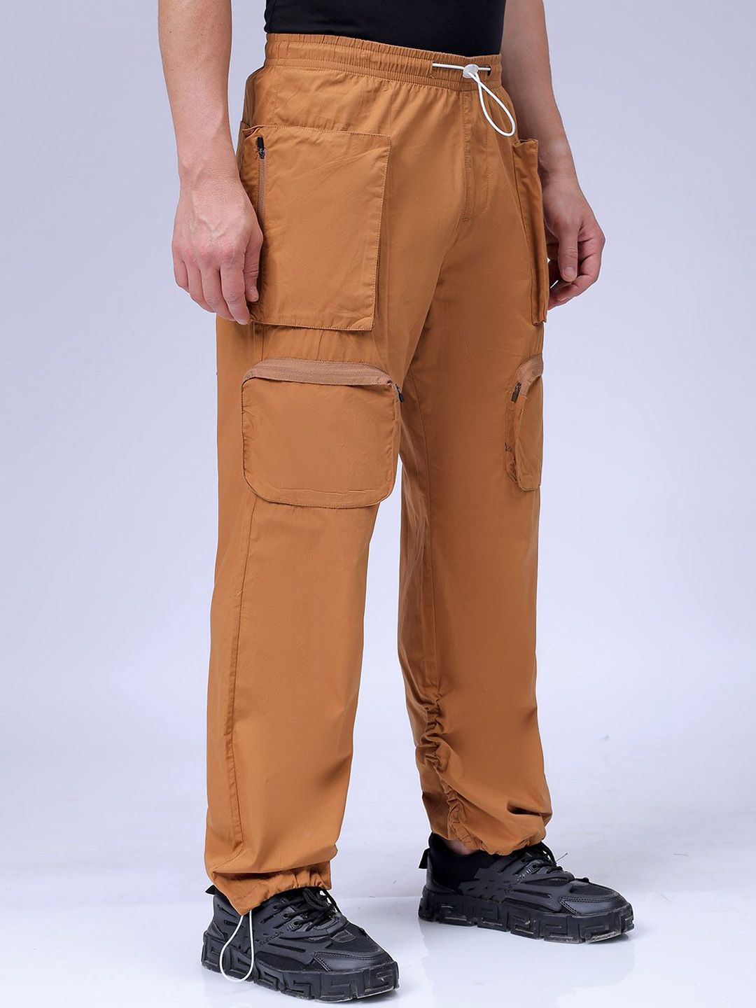 The Indian Garage Co Men Relaxed Fit Pure Cotton Utility Cargo Jogger