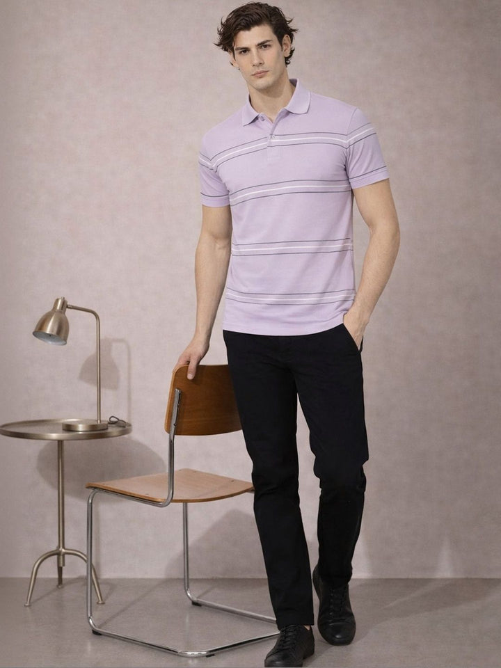 Baju-T Kolar Polo Berjalur ADRO Lelaki