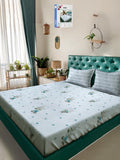 Set Cadar Kembar KLOTTHE Kelabu Dan Biru Bunga Bercetak Bunga 400 TC 2.50 m x 2.20 m