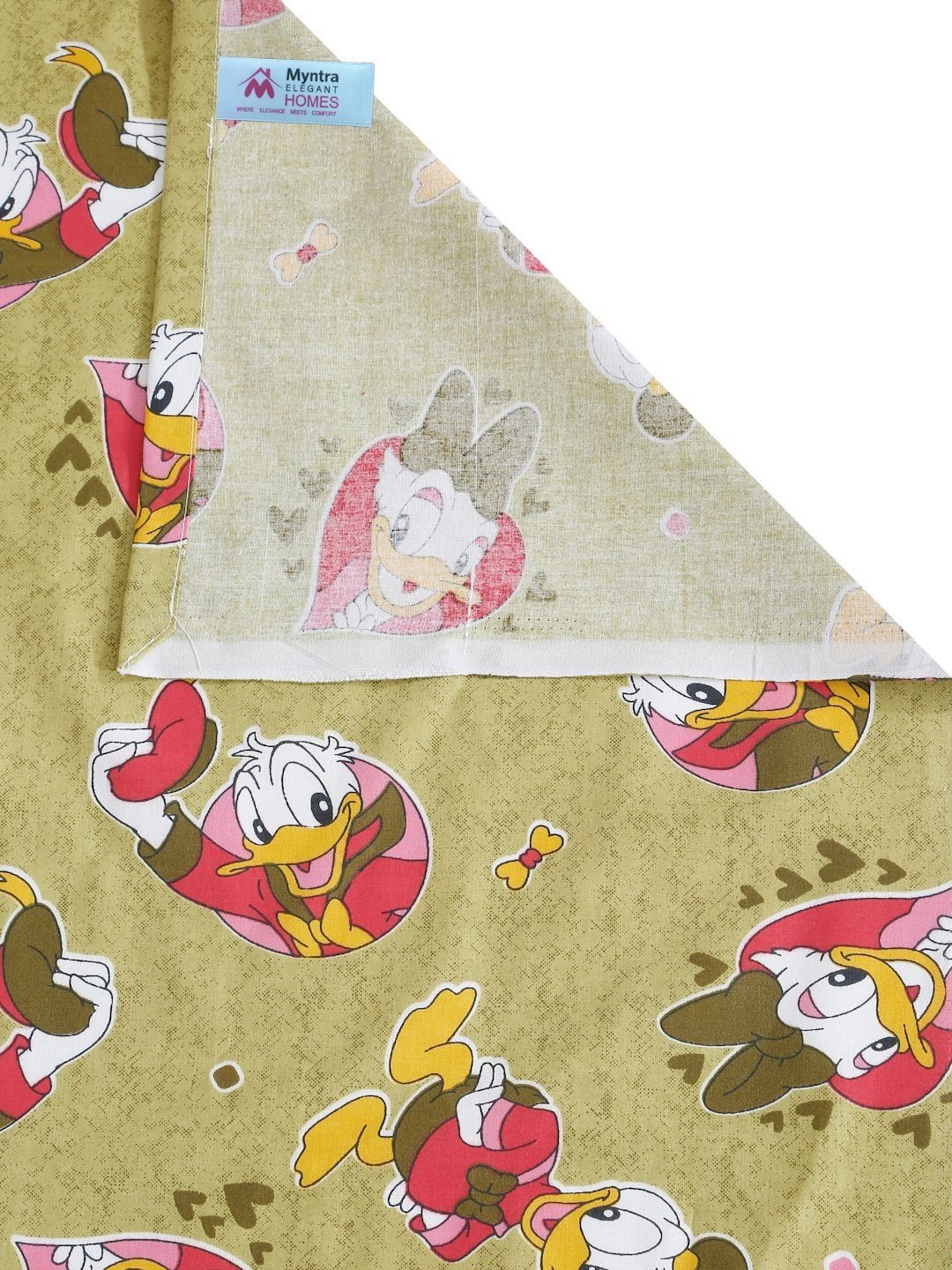 Myntra Elegant Homes Book Fold Green Cartoon Characters Polycotton 400 TC King Superfine Bedsheet with 2 Pillow Covers-98 x 87 inches
