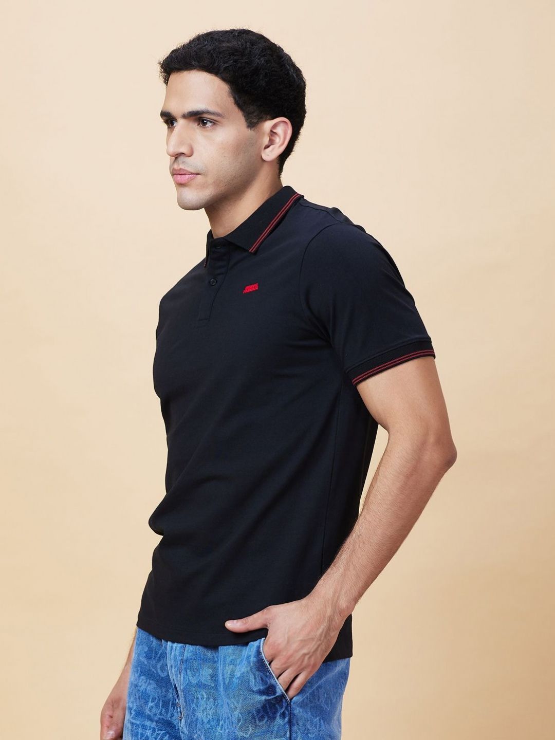 Being Human Men Solid Polo Collar Cotton T-shirt