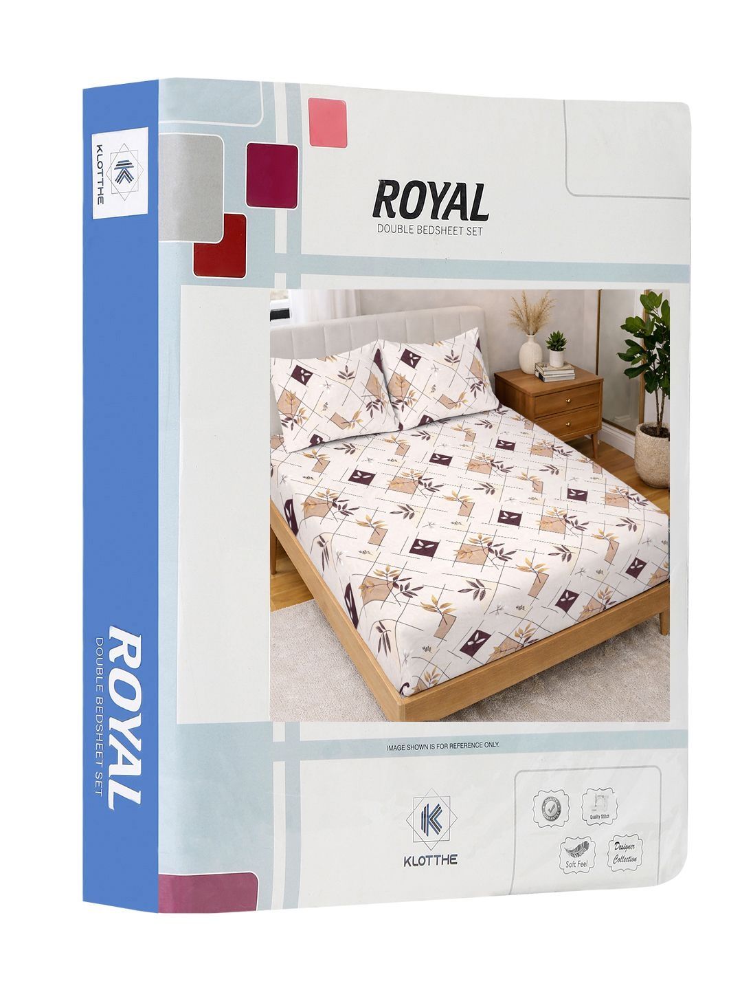 KLOTTHE Cream Color & Green Printed 300 TC Double Bedsheet & 2 Pillow Covers-2.5 m x 2.25m