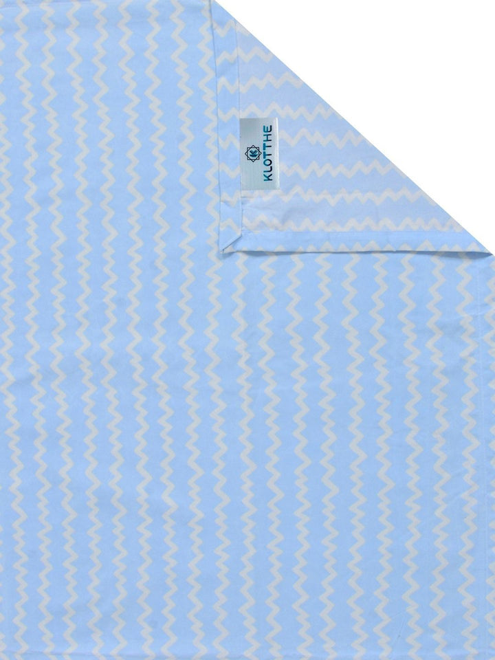 KLOTTHE Blue & White Stripted Printed 300TC Double King Fine Bedsheet With 2 Pillow Cover