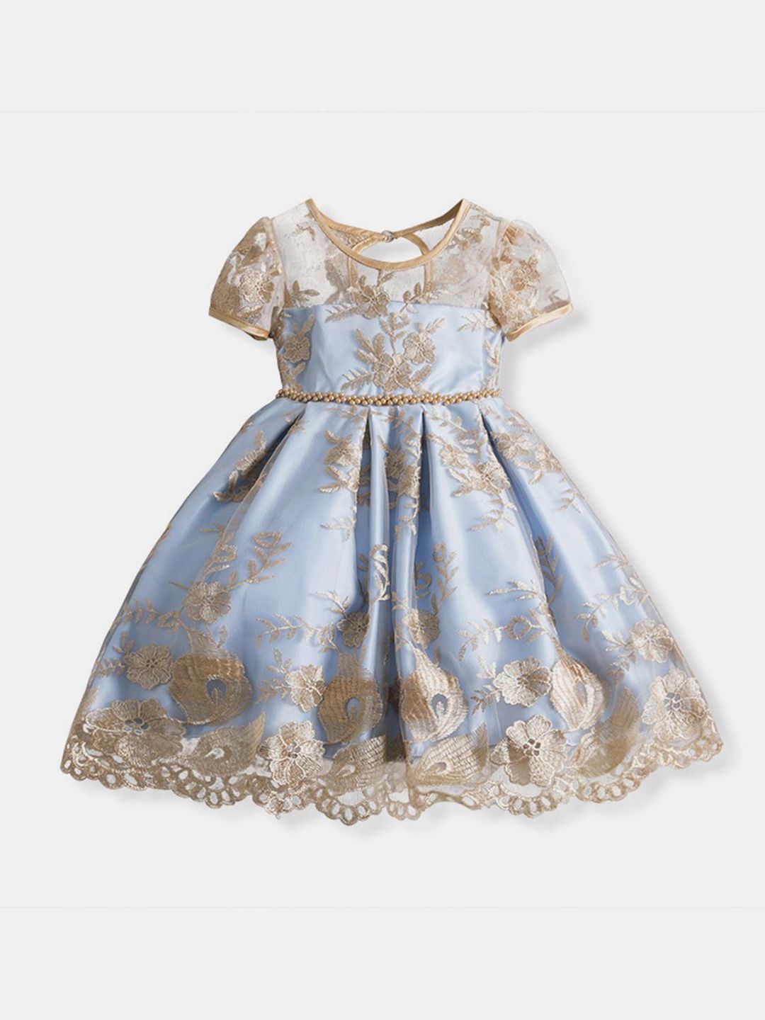 YK Girls Embellished Fit & Flare Dress