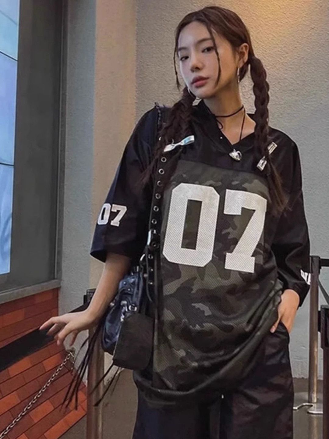 DressBerry Women Varsity Printed Longline Oversized Casual T-shirt