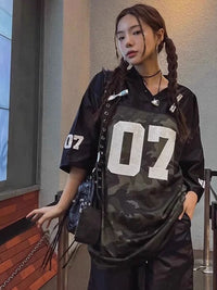 DressBerry Women Varsity Printed Longline Oversized Casual T-shirt