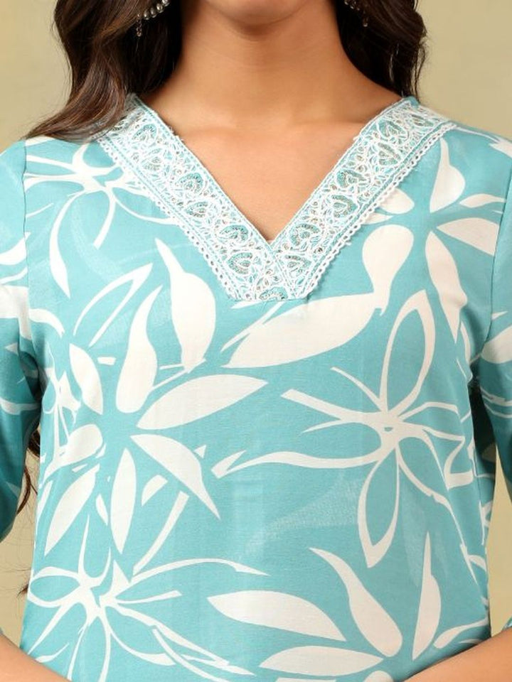 Mamicha Women Floral Printed Regular Pure Cotton Kurta with Trousers & With Dupatta