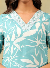 Mamicha Women Floral Printed Regular Pure Cotton Kurta with Trousers & With Dupatta