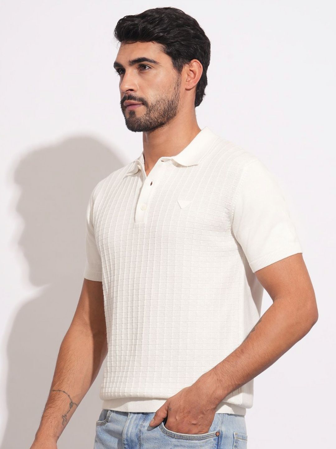 Being Human Men Self Design Polo Collar T-shirt