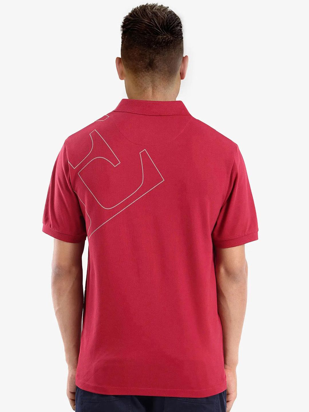 RARE RABBIT Men Typography Printed Polo Collar Cotton T-shirt