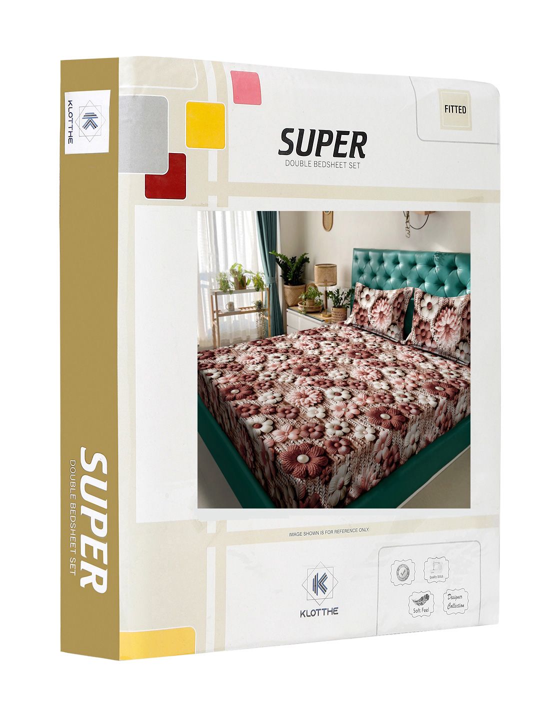 KLOTTHE Coklat Floral Printed Dilengkapi 300 TC King 7D Cadar Dengan 2 Sarung Bantal