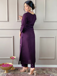 KALINI Women Embroidered Straight Kurta with Trousers & Dupatta