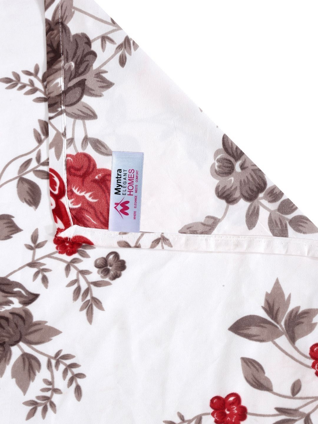 Myntra Elegant Homes White Floral Cotton 300 TC King Cadar Halus dengan 2 Sarung Bantal-98 x 89 inci