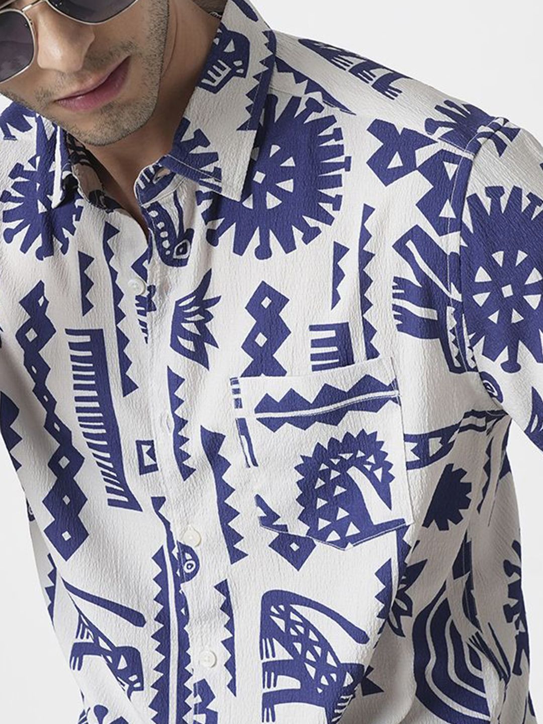 VASTRADO Men Classic Cutaway Collar Abstract Printed Slim Fit Casual Shirt