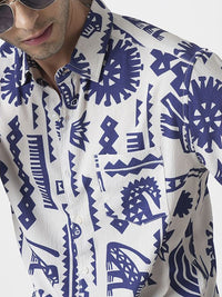 VASTRADO Men Classic Cutaway Collar Abstract Printed Slim Fit Casual Shirt