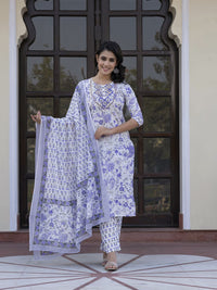Kalini Wanita Paisley Kurta Kapas Tulen Biasa Dengan Seluar & Dengan Dupatta