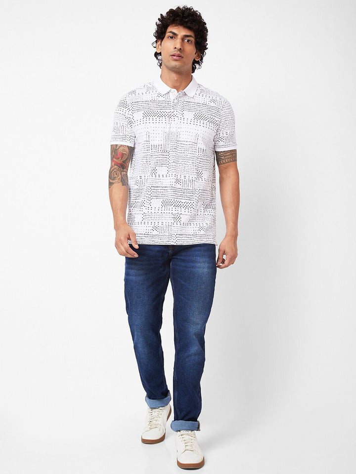 SPYKAR Printed Polo Collar Slim Fit T-shirt