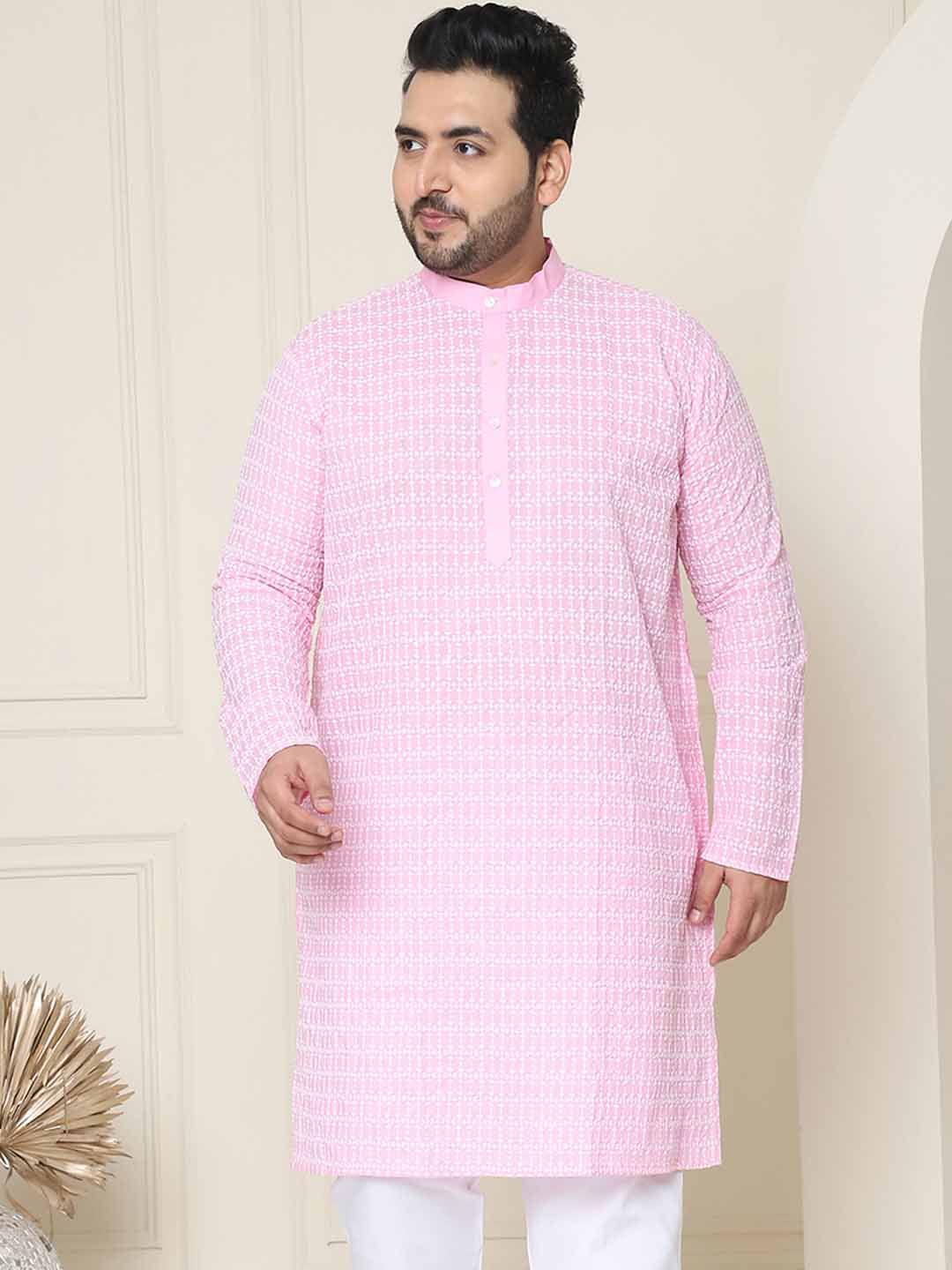 SOJANYA PLUS Geometric Embroidered Mandarin Collar Pure Cotton Straight Kurta