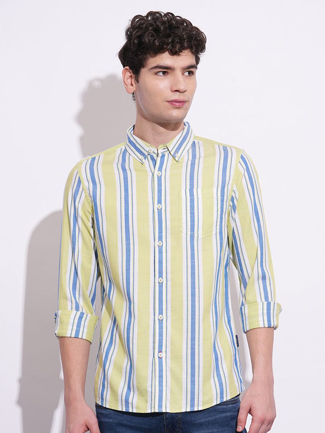 Being Human Men Classic Slim Fit Opaque Striped Casual Shirt