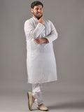 SOJANYA PLUS Plus Size Men Ethnic Motifs Embroidered Pure Cotton Kurta With Pyjamas