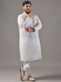 SOJANYA PLUS Plus Size Men Ethnic Motifs Embroidered Pure Cotton Kurta With Pyjamas