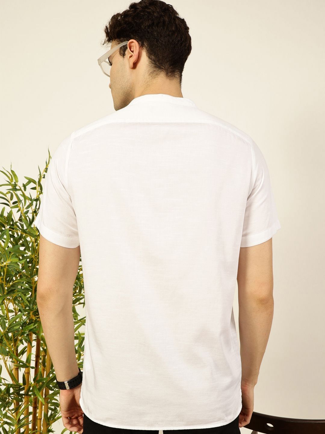 Thomas Scott Men Solid Mandarin Collar Cotton T-Shirt