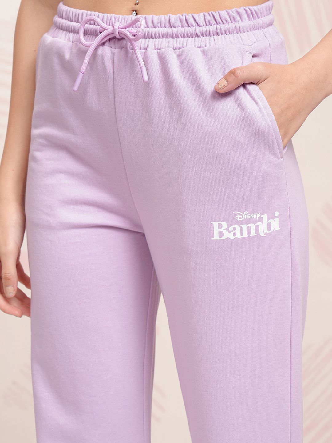 Tokyo Talkies Lavender Disney Bambi Printed Pure Cotton T Shirt With Trouser