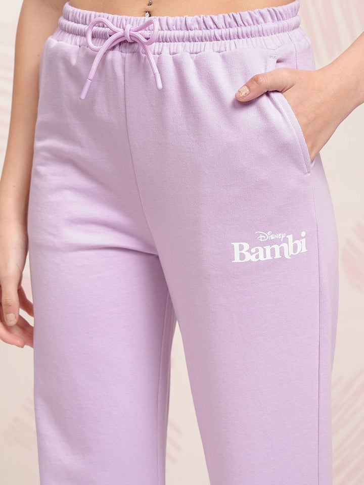 Tokyo Talkies Lavender Disney Bambi Printed Pure Cotton T Shirt With Trouser