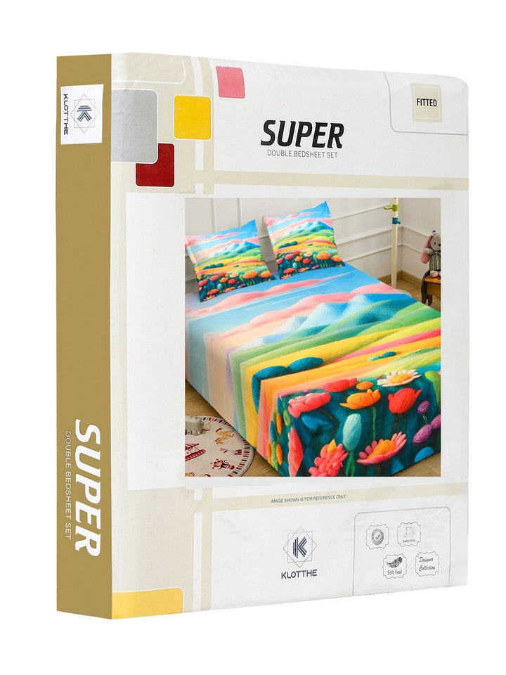 Klotthe Floral Printed 400 TC King Size 7D Bedsheet & 2 Pillow Covers- 2.50 m x 2.25 m