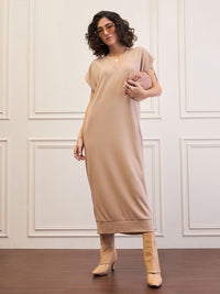 SASSAFRAS Women Midi V-Neck Sweater Dress
