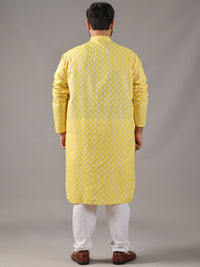 SOJANYA PLUS Plus Size Men Ethnic Motifs Printed Band Collar Straight Kurta With Pyjamas