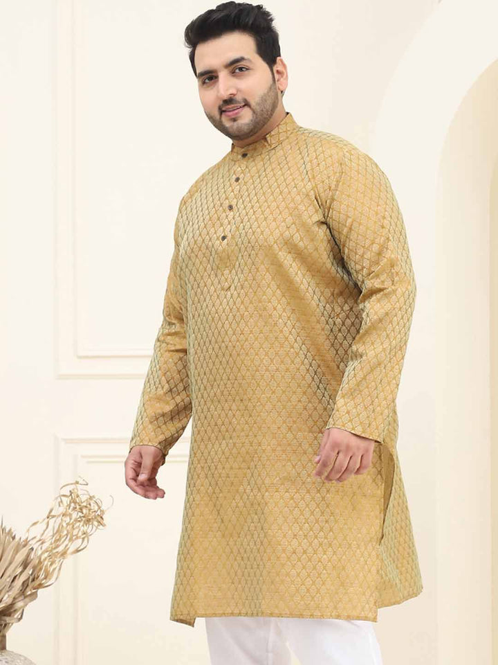 SOJANYA PLUS Ethnic Motifs Woven Design Band Collar Straight Kurta