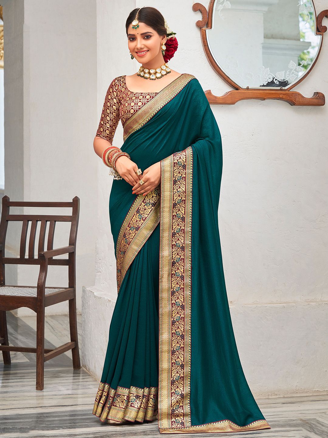 Saree mall Zari Silk Blend Sarees