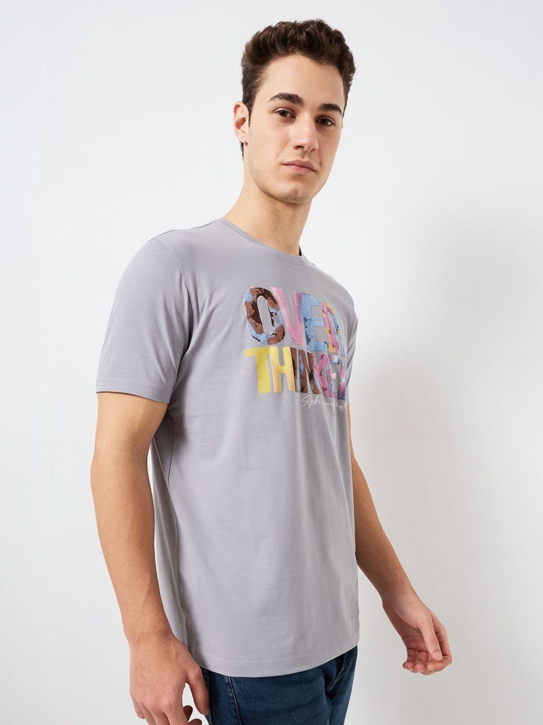 SPYKAR Men Typography Printed Round Neck Cotton Slim Fit T-shirt
