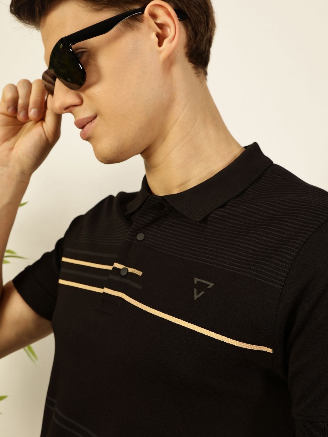 Thomas Scott Men Striped Polo Collar Cotton T-shirt