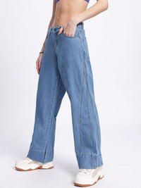 DressBerry Women Effortless Baggy Panelled Wide Leg Jeans