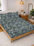 KLOTTHE Hijau & Putih Bercetak 300 TC Cadar Katil Double Dengan 2 Sarung Bantal- 2.5 m x 2.25 m