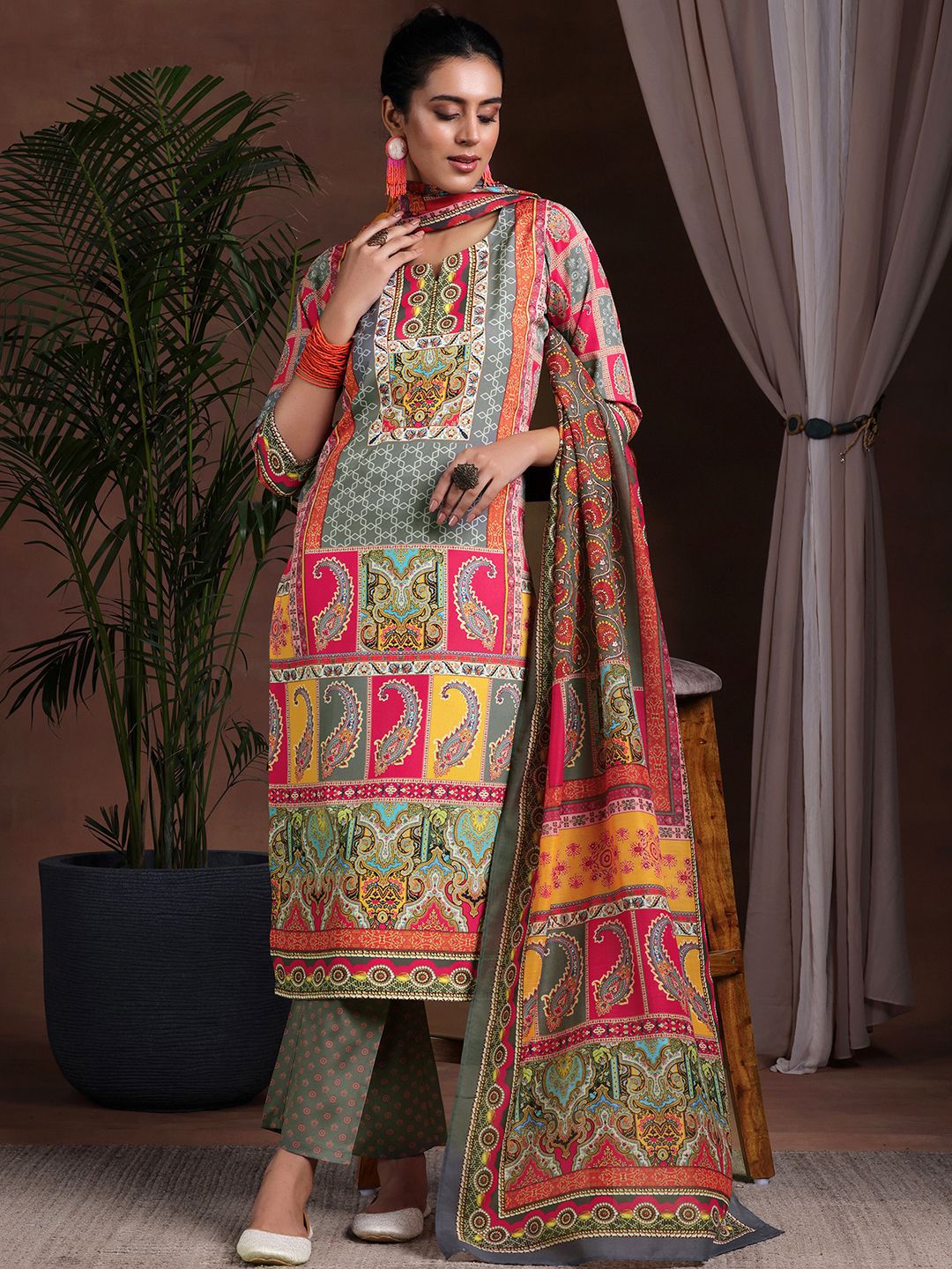 Libas Ethnic Motifs Printed Kurta with Trousers & Dupatta