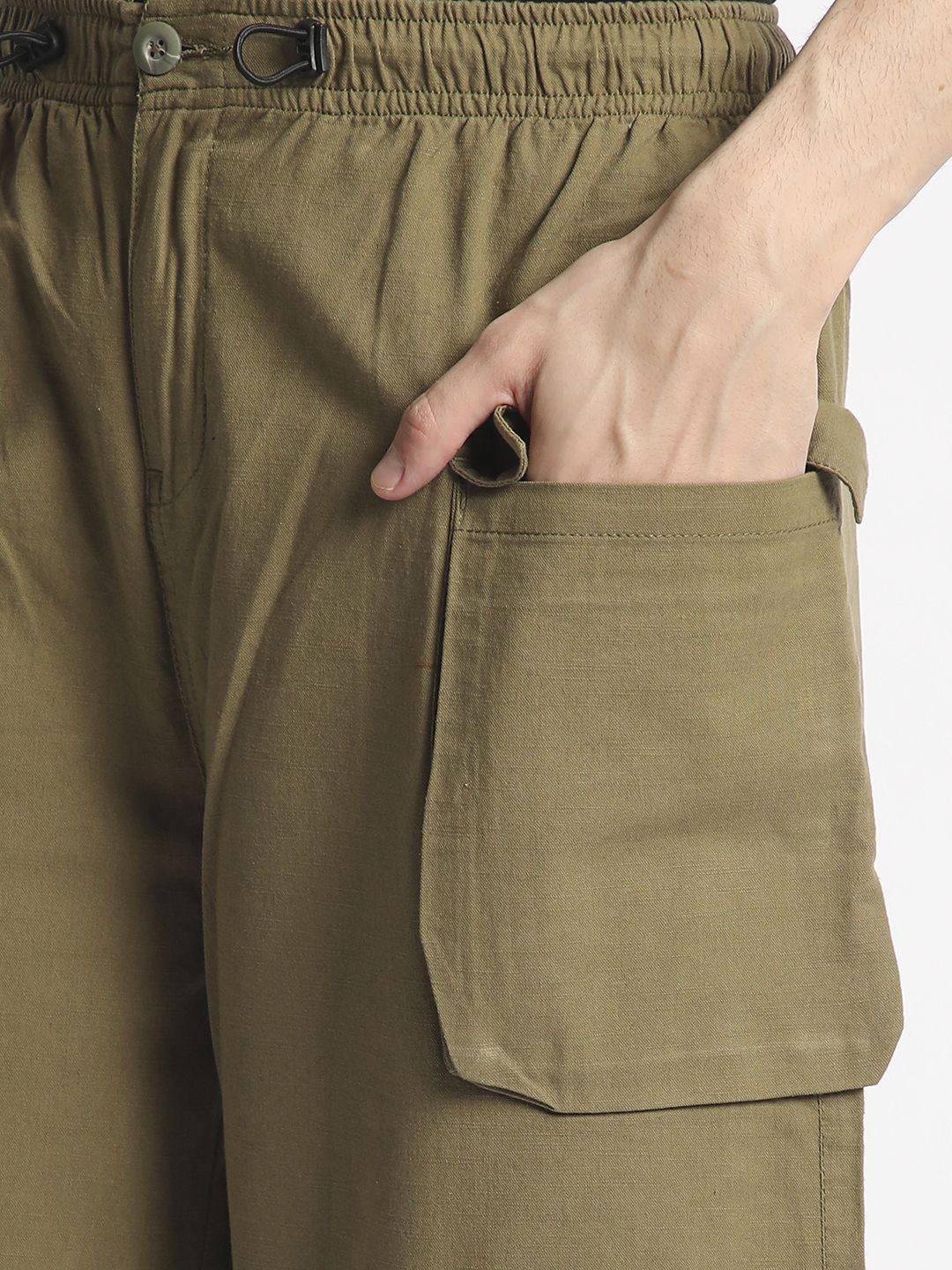 Bene Kleed Men Cotton Relaxed Loose Fit Cargos Parachute Trousers