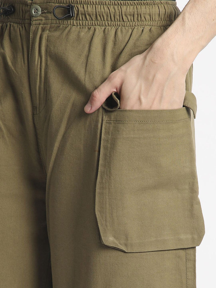 Bene Kleed Men Cotton Relaxed Loose Fit Cargos Parachute Trousers