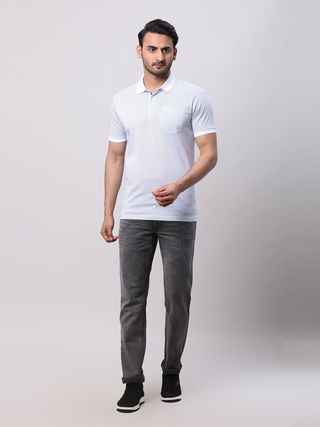 Park Avenue Men Polo Collar Pockets Slim Fit T-shirt