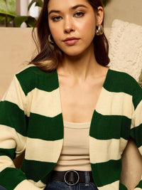 Berrylush Women Striped Longline Cardigan