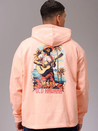 The Indian Garage Co Men Peach Printed Long Sleeves Pullover Hooded Neck Sweatshirt