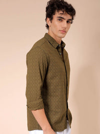 The Indian Garage Co Men Regular Fit Dobby Textured Resortwear Shirt