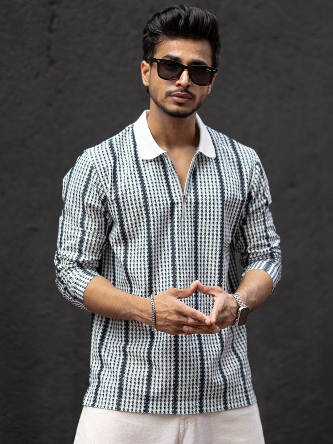 Powerlook Men Striped Polo Collar T-shirt