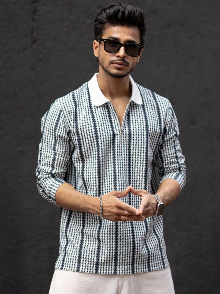 Powerlook Men Striped Polo Collar T-shirt