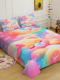KLOTTHE  Pink Cartoon Characters Polycotton Regular 400 TC King Superfine Bedsheets
